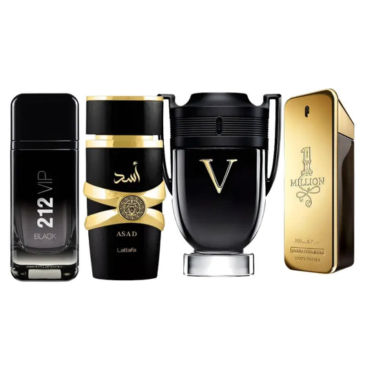 Set de 4 Perfumes | Asad, One Million, Invictus Victoru, 212 Vip Black